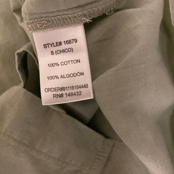 Buru Womens Button Up Shirt Pocket Long Sleeve Collared Green Top Blouse SZ S - Picture 8 of 8